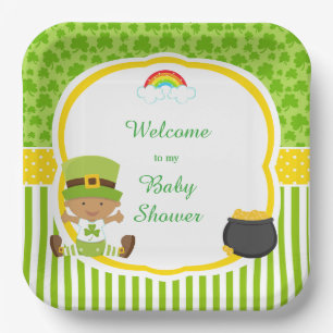 Assiettes En Carton St Patrick's Day African American Boy Baby shower