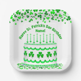 Assiettes En Carton St Patrick's Day Birthday Cake Custom Candles