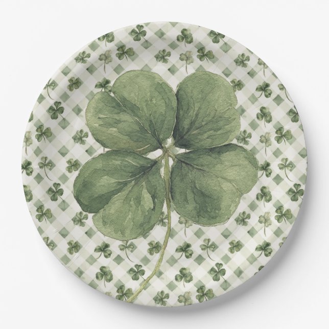 Assiettes En Carton  St Patrick's Day Four Leaf Clover  (Devant)