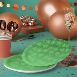 Assiettes En Carton St. Patrick's Day green shamrock ombre motif