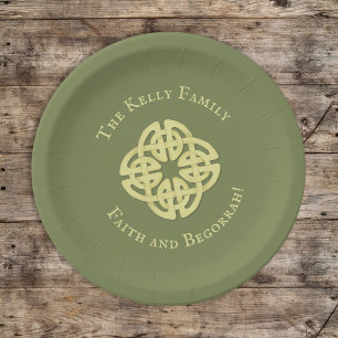 Assiettes En Carton St. Patrick's Day Party Green Celtic Cross Custom