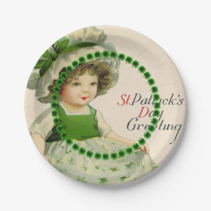 Assiettes En Carton St Patrick's Day Petite fille irlandaise