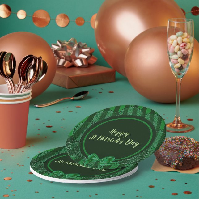 Assiettes En Carton St. Patrick's Day - Plaque de papier rond en dente (Multi)