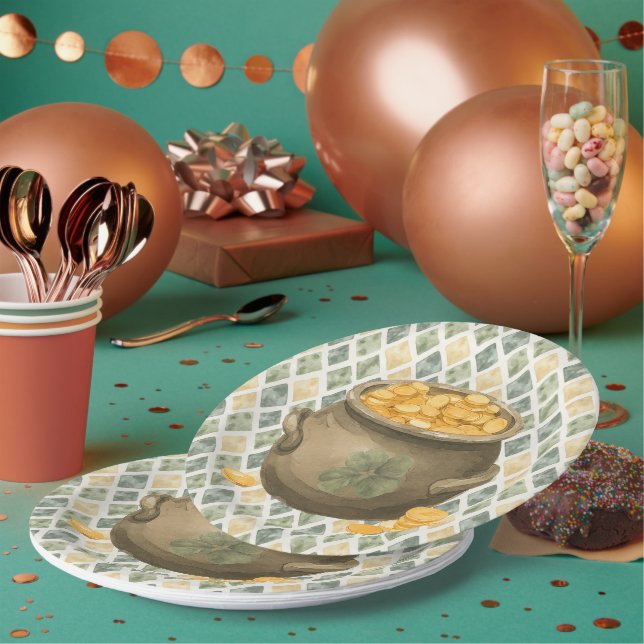 Assiettes En Carton  St Patrick's Day Rustic Pot of Gold (Multi)