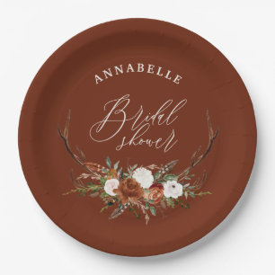 Assiettes En Carton Stag rustique terre cuite botanique douche nuptial