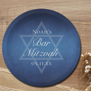 Assiettes En Carton Star bleue moderne de David Formal Bar Mitzvah Par