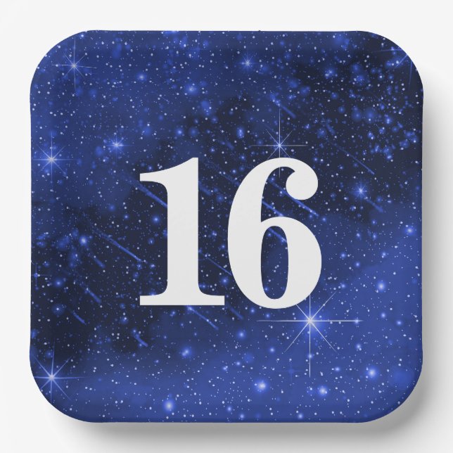 Assiettes En Carton Star Galaxy Pour 16ème anniversaire (Recto)