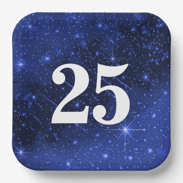 Assiettes En Carton Star Galaxy Pour 25ème anniversaire (Recto)