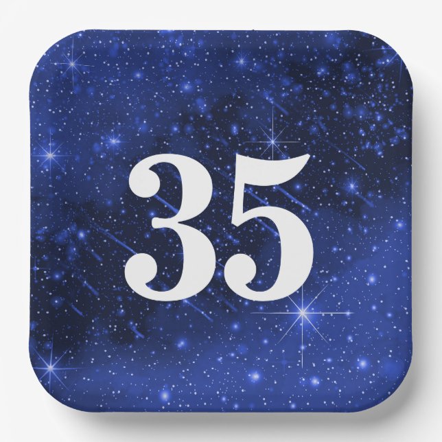 Assiettes En Carton Star Galaxy Pour 35ème anniversaire (Recto)