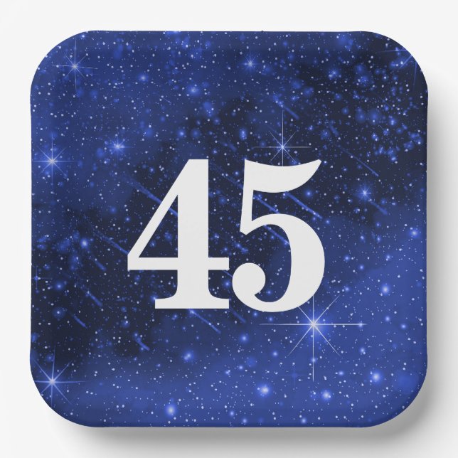 Assiettes En Carton Star Galaxy pour la fête du 45e anniversaire (Recto)