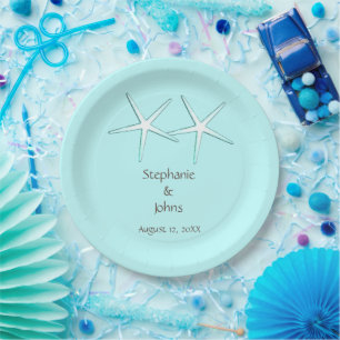 Assiettes En Carton Starfish Cute Couple Turquoise Blue Grey Mariage C