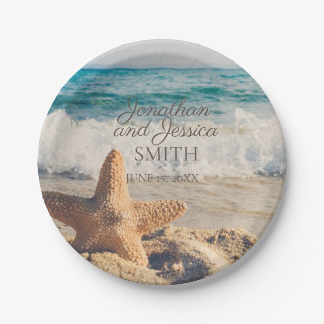 Assiettes En Carton Starfish Ocean Sand Beach Plaques en papier de mar (Devant)