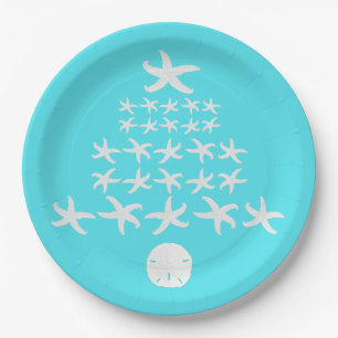 Assiettes En Carton Starfish Sand Dollar Aqua Noël tropical