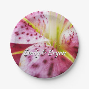 Assiettes En Carton Stargazer Lily brillant Magenta Floral