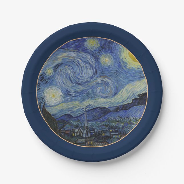 Assiettes En Carton Starry Night & Van Gogh /fameux papier d'art vinta (Devant)