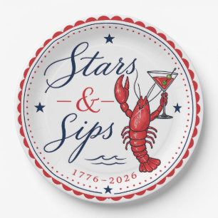 Assiettes En Carton Stars & Sips Quatre juillet America 250e 