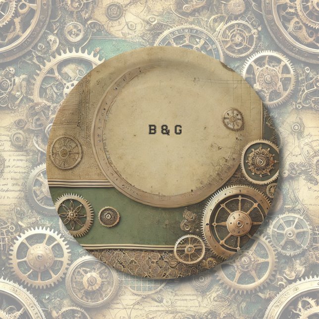 Assiettes En Carton Steampunk Victorian Gearwork Mariage (Créateur téléchargé)