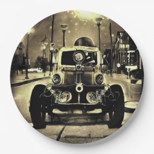 Assiettes En Carton Steampunk Vintage Voiture & Rues