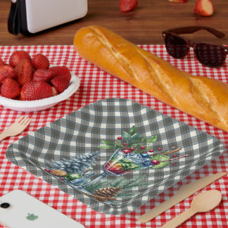 Assiettes En Carton Stewart Blue Scottish Tartan Christmas Paper Plate