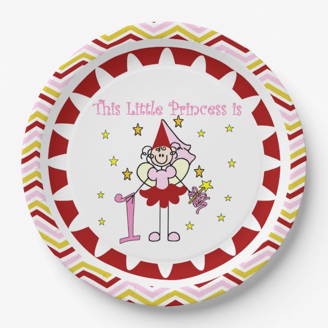 Assiettes En Carton Stick Figure Princess 1er Anniversaire Plaques de  (Devant)