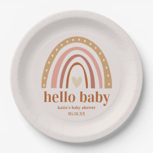 Assiettes En Carton Sticker Baby shower arc-en-ciel Boho Favoriser