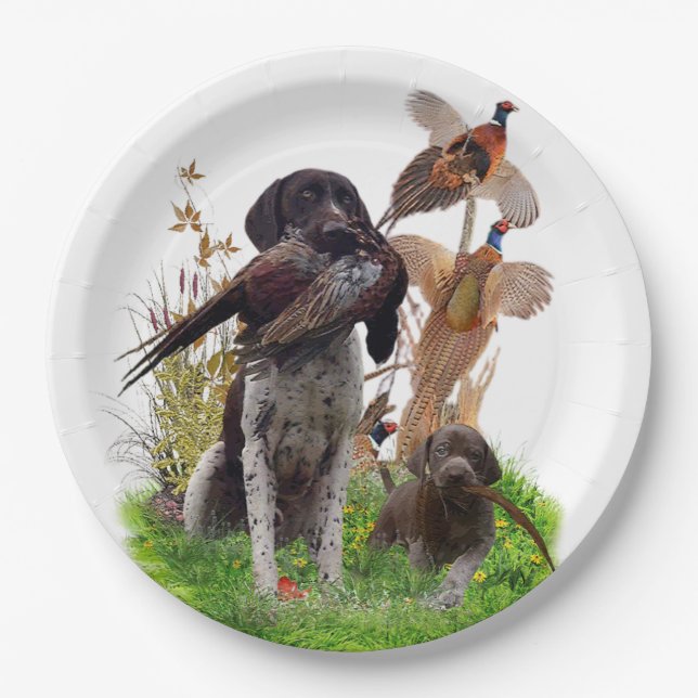 Assiettes En Carton Sticker pointeur allemand (Devant)