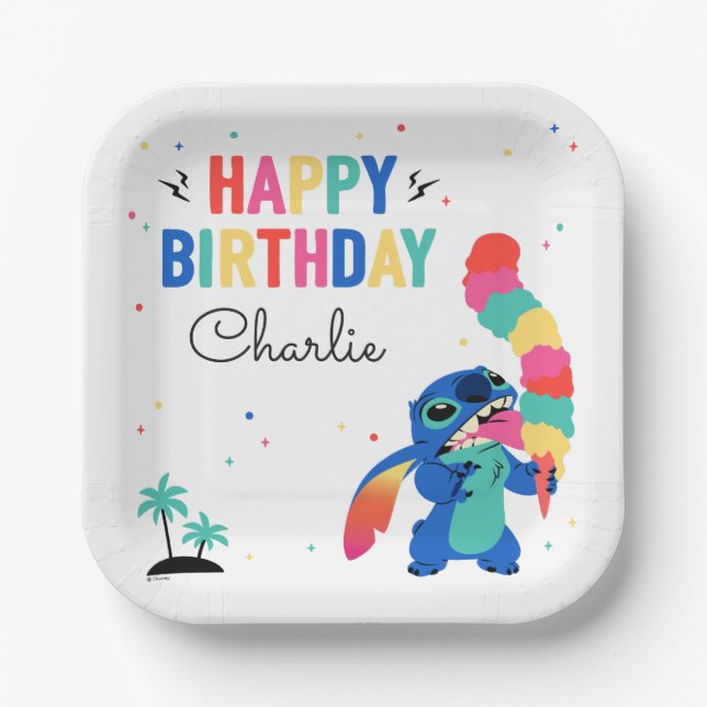 Assiettes En Carton Stitch | Voici l'anniversaire de la crème glacée S (Recto)