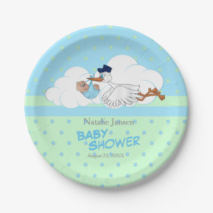 Assiettes En Carton Stork avec un mignon petit bébé garçon