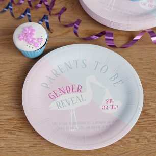 Assiettes En Carton Stork Parents to be Gender Reveillez Plaque papier