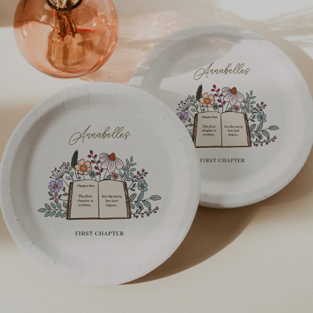Assiettes En Carton Story Book First Chapter Floral Girls Birthday (Créateur téléchargé)