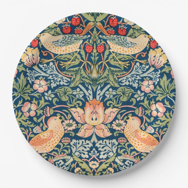Assiettes En Carton Strawberry Thief (par William Morris) (Devant)