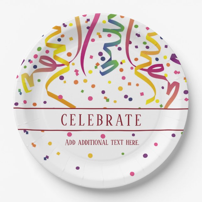 Assiettes En Carton Streamers et Plaque en papier Confetti (Devant)