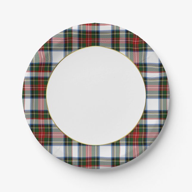 Assiettes En Carton Stress Stewart Tartan Plaque de papier plaqué (Devant)