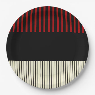 Assiettes En Carton Stripes Color Pop - Rouge & Crème
