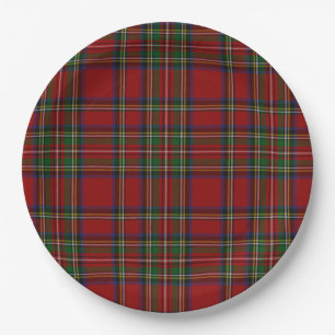 Assiettes En Carton Stuart Plaid Tartan Christmas