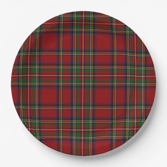 Assiettes En Carton Stuart Plaid Tartan Christmas (Devant)