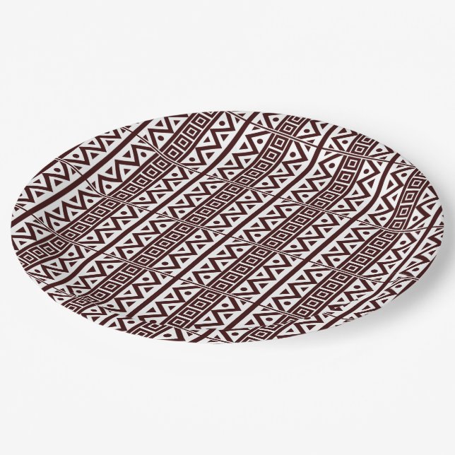 Assiettes En Carton Style africain traditionnel Brown sans couture P M (Angle)
