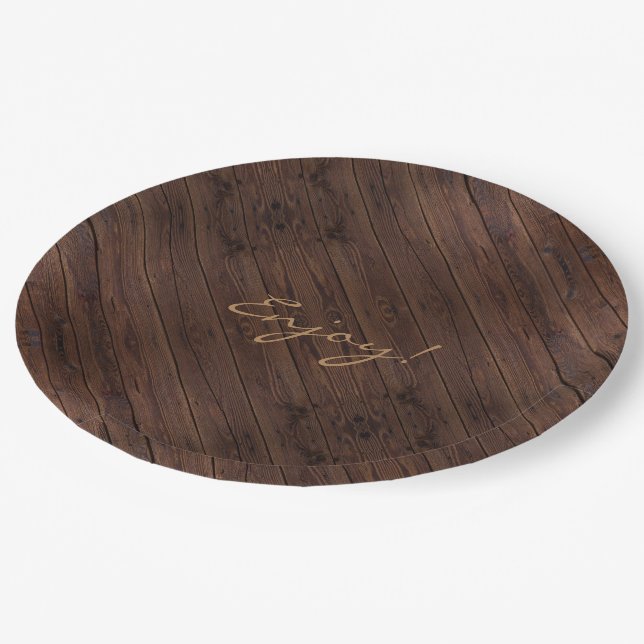 Assiettes En Carton Style campagnard en bois en bois rustique de (Angle)