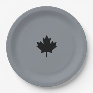 Assiettes En Carton Style canadien de feuille d'érable noire