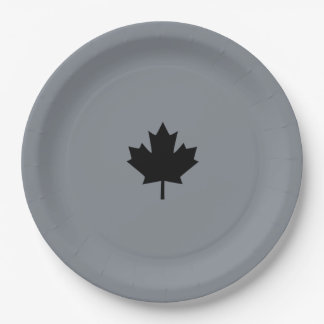 Assiettes En Carton Style canadien de feuille d'érable noire