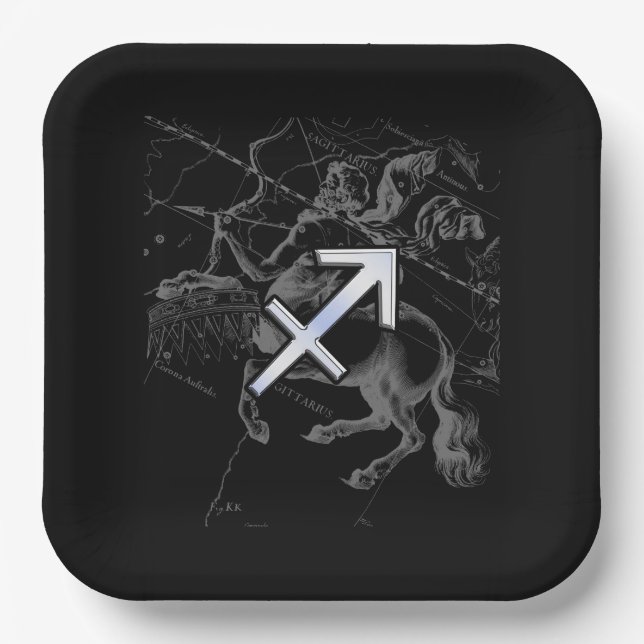 Assiettes En Carton Style Chrome Sagittarius Zodiac Connexion Hevelius (Recto)