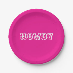 Assiettes En Carton Style Cowgirl Hot Rose Howdy
