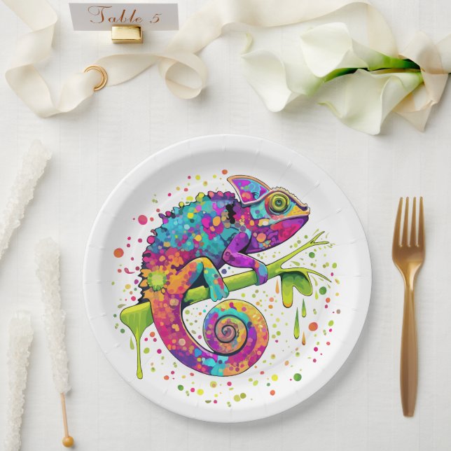 Assiettes En Carton Style d'aquarelle des teintures Chameleon (Mariage)