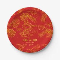 Style Dragon Double Symbole Bonheur Rouge+Gol Styl