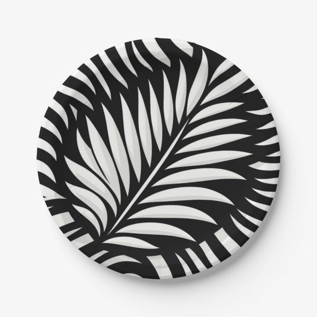 Assiettes En Carton Style Leaf Zebra Stripes (Devant)