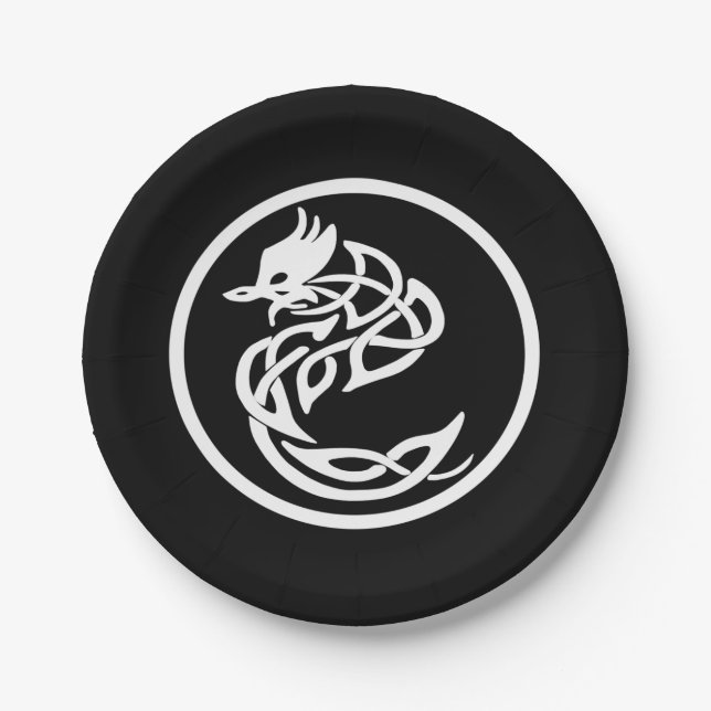 Assiettes En Carton Style tatouage Dragon blanc (Devant)