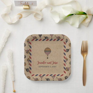 Assiettes En Carton Style vintage Hot Air Balloon Destination Mariage