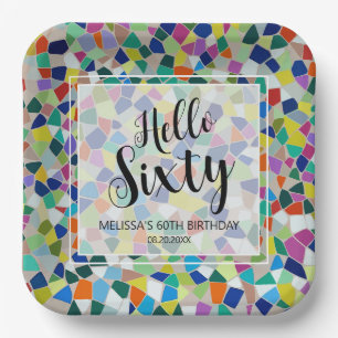 Assiettes En Carton Stylish Colorful Mosaic Bonjour Soixante 60e anniv