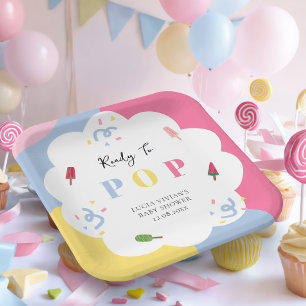 Assiettes En Carton Sucette Colorée Prête à Éclater Baby Shower