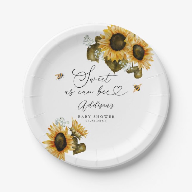 Assiettes En Carton Sucré comme le Baby shower Can Bee (Devant)